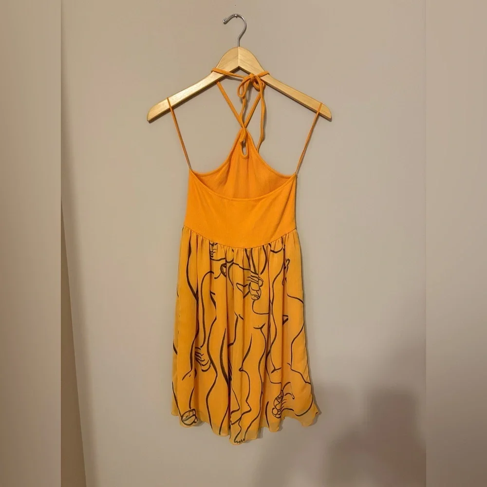 Zara x Dina Bukva Collab Yellow Art Deco Print Mini Swing Dress Small - Picture 6 of 6